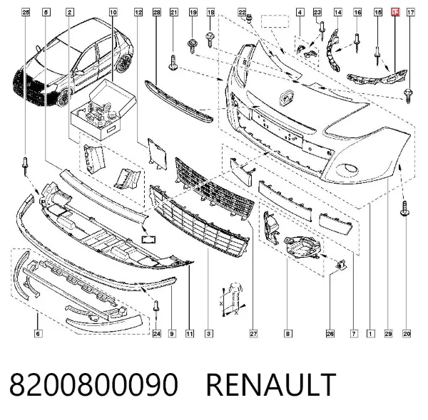 Ön sol tampon braketi 8200800090 Renault (RVI)