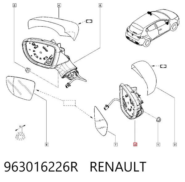 Sağ ayna 963016226R Renault (RVI)