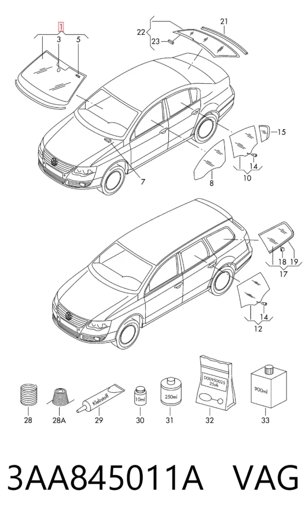 Ön cam Volkswagen Passat B7