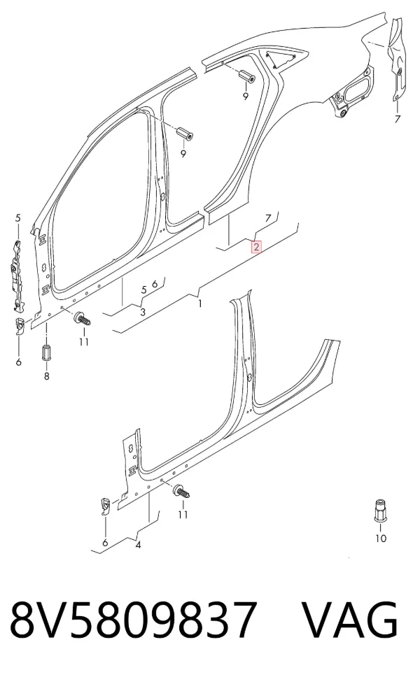 Sol arka çamurluk Audi A3 8VS, 8VM