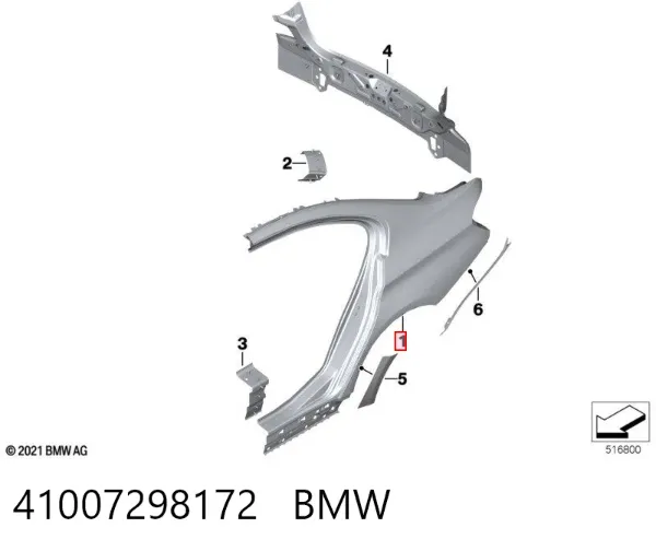 Sağ arka çamurluk BMW 3 F30, F80